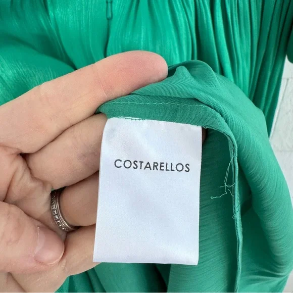 Costarellos Brennie Iridescent Georgette Gown Green NO BELT size FR38 US6